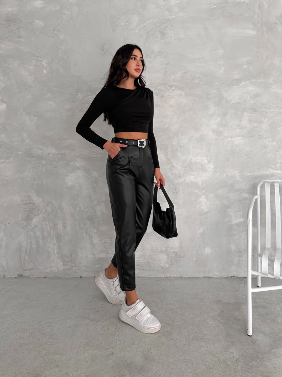 Pantallona Leather Luxe me Rrip  Lunea Fashion 🤎🖤