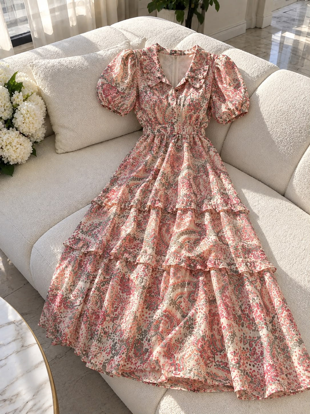 Fustan Elegant Femrash me Dantellë, Detaje 3D dhe Rrip në Bel | Stil Romantik Chic