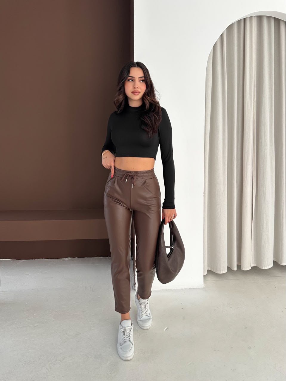 Pantallona Leather Luxe me Rrip  Lunea Fashion 🤎🖤