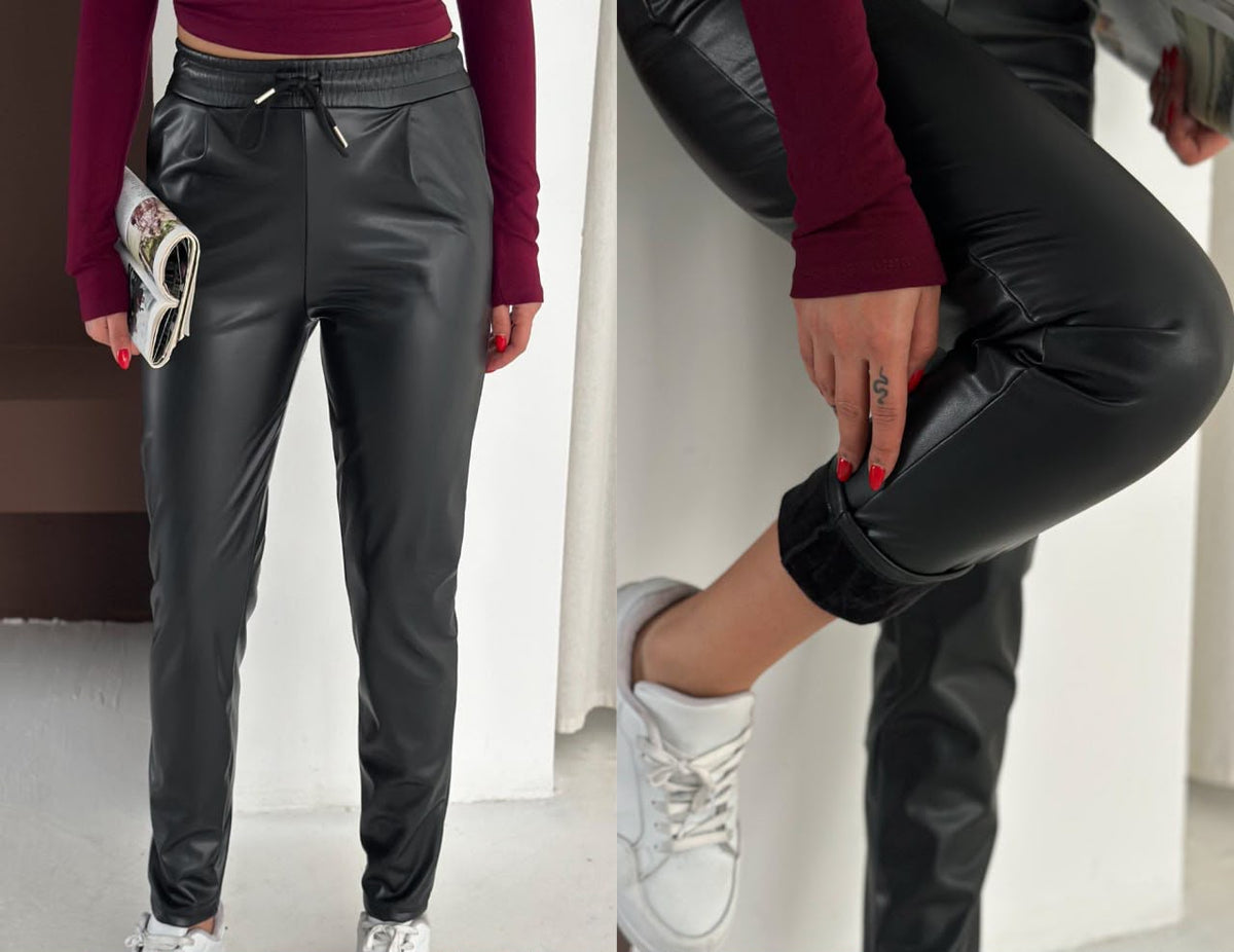 Pantallona Leather Luxe me Rrip  Lunea Fashion 🤎🖤