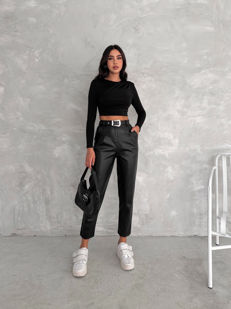 Pantallona Leather Luxe me Rrip  Lunea Fashion 🤎🖤