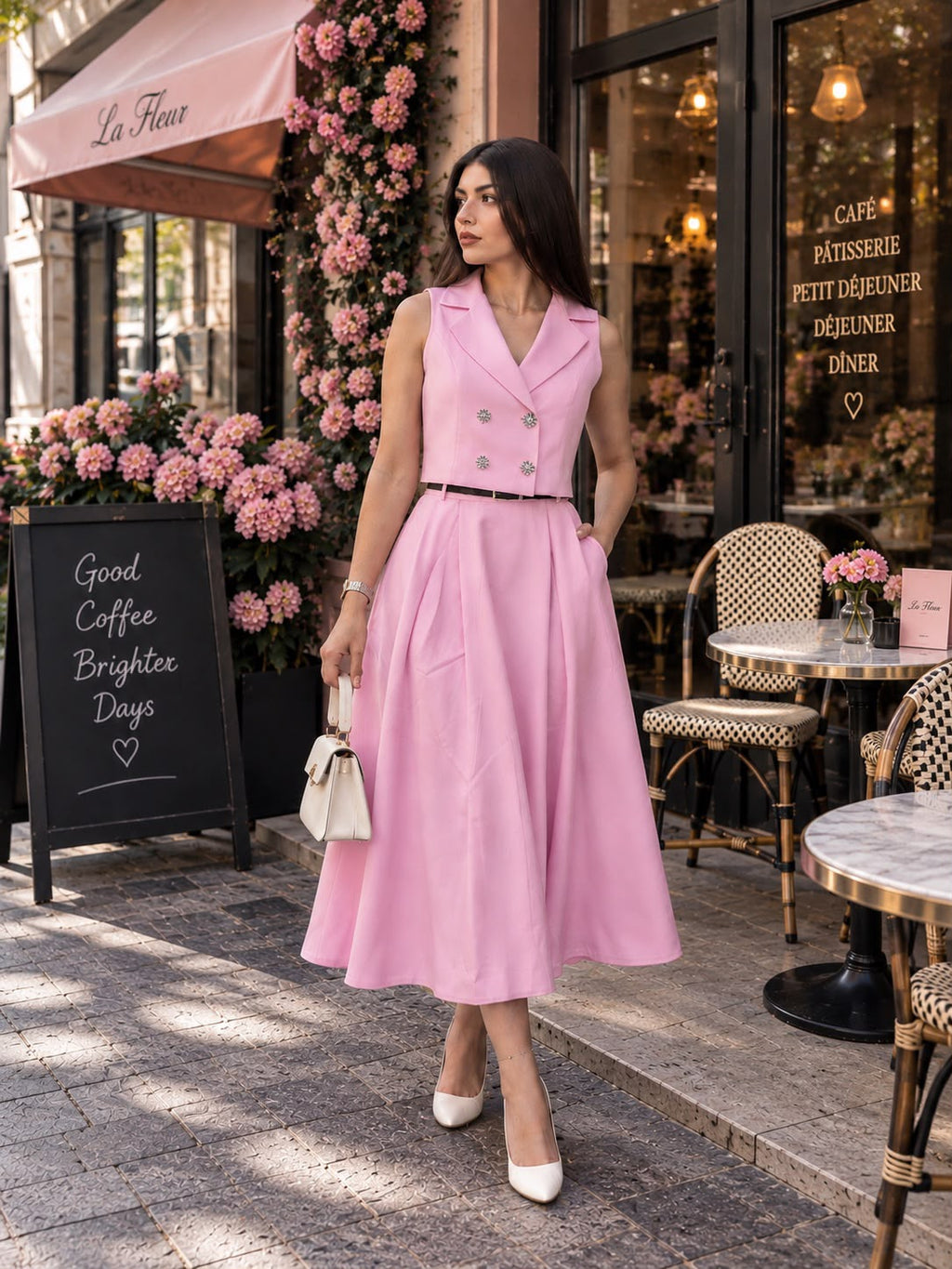 Kostum elegant “Pink & Black Blossom” 🌸