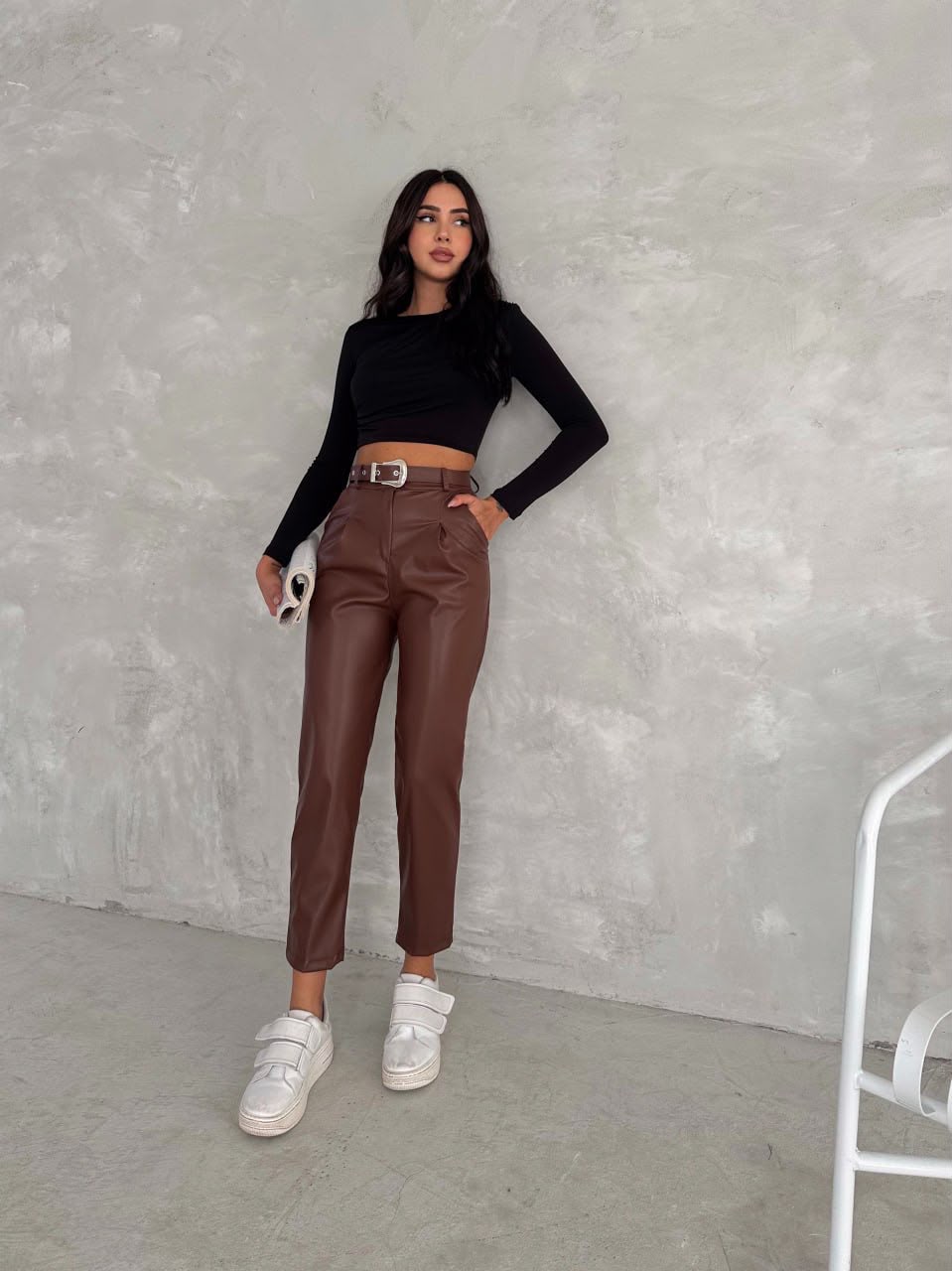 Pantallona Leather Luxe me Rrip  Lunea Fashion 🤎🖤