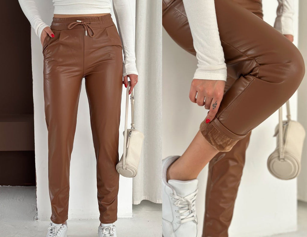 Pantallona Leather Luxe me Rrip  Lunea Fashion 🤎🖤